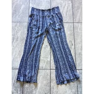 Three Dots Women's Boho Print Wide Leg Pants Size L Rayon Viscose